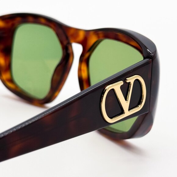 NEW VALENTINO SUNGLASSES VLS-179B HAVANA/GREEN GEOMETRIC WOMEN EYEWEAR